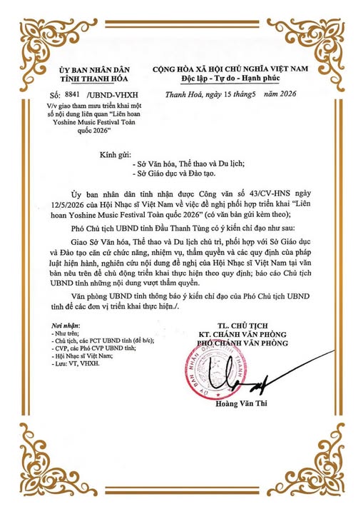 UBND TỈNH THANH HÓA CHỈ ĐẠO PHỐI HỢP TRIỂN KHAI